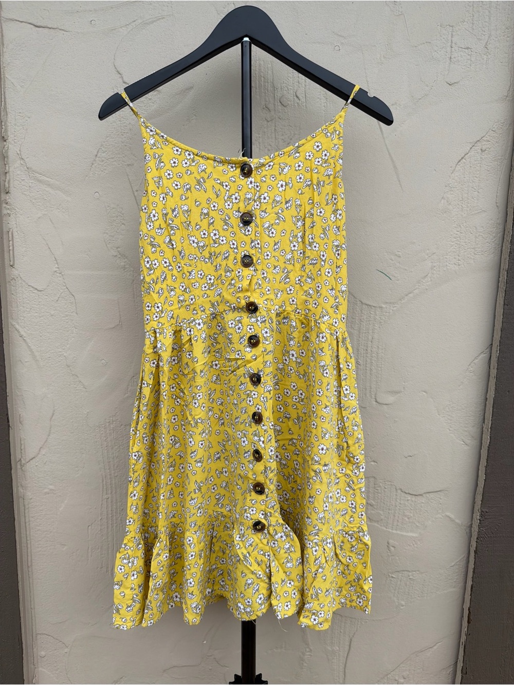 Yellow & Blue Floral Button-Front Sundress